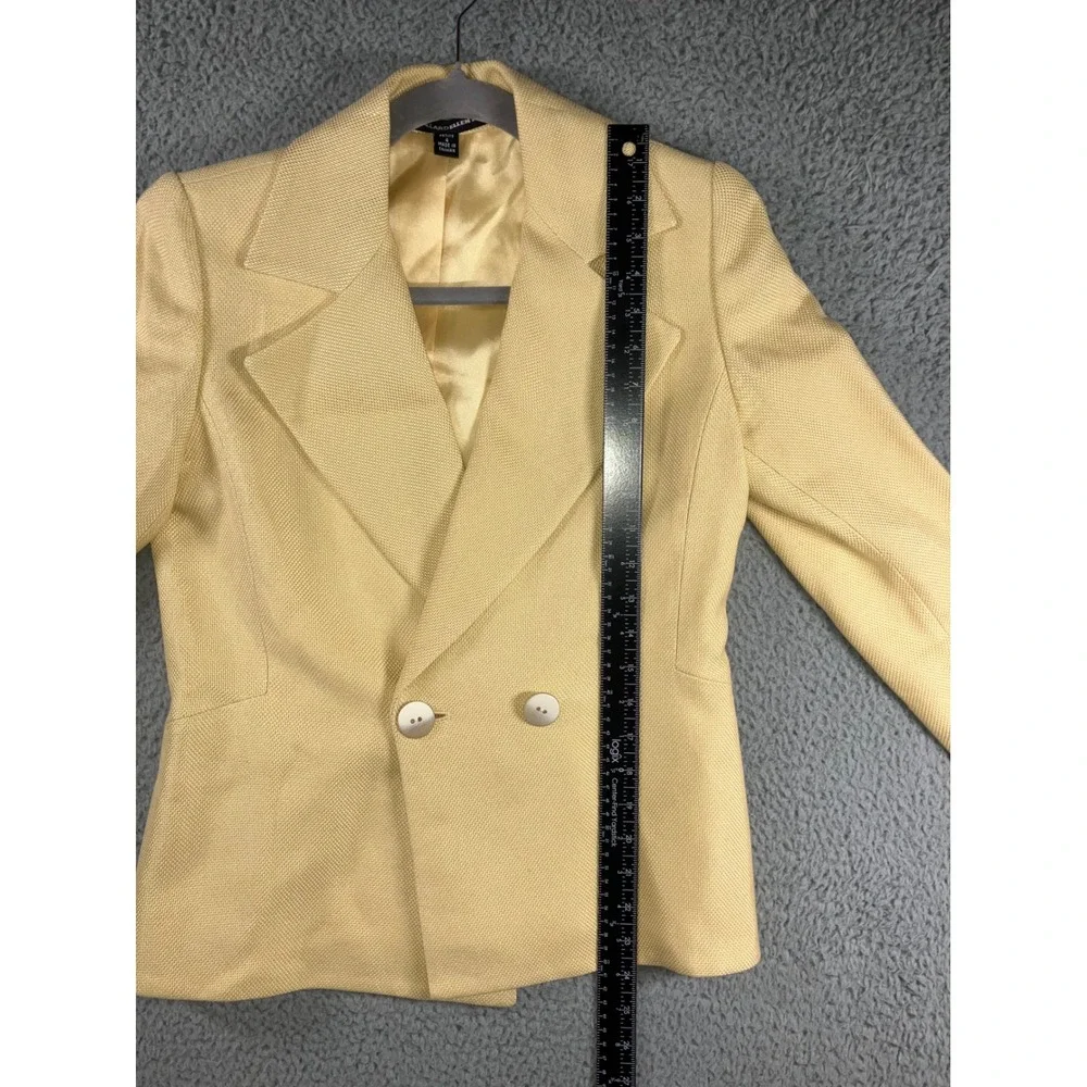 Ellen Tracy Blazer Jacket‎ Women 4 Petite Double Breasted Butter Yellow